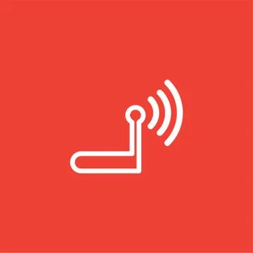 Router Line Icon On Red Background. Red Flat Style Vector Illustration Illustrazione stock