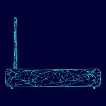 Router low poly triangulation triangulated polygonal electric cyan blue vibra Stock Illustration
