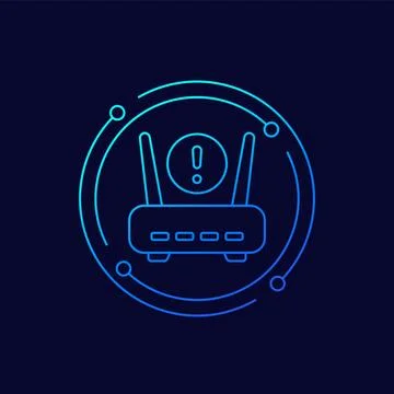 Router, modem error icon, linear design Stock Illustration