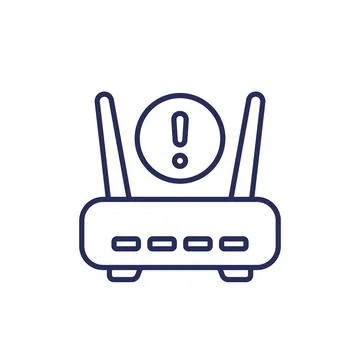 Router, modem error or warning line icon Stock Illustration