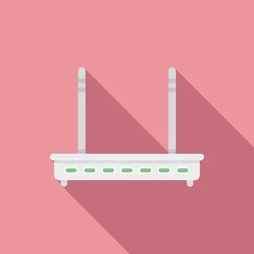 Router modem icon flat . Wifi internet Stock Illustration