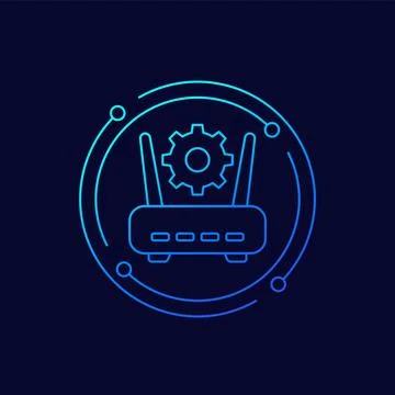 Router, modem settings icon in linear design Stock Illustration