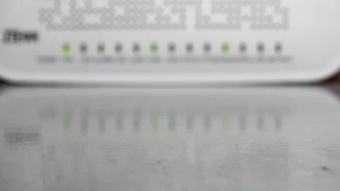 Router Network Connectivity Closeup Lights Video stock 86772917