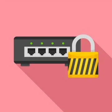 Router protected icon, flat style Stock Illustration