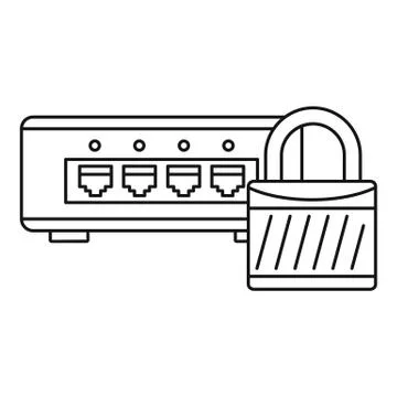 Router protected icon, outline style Stock Illustration
