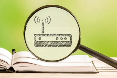 Router setup with a pencil drawing Stock Photos