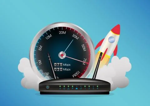 A Router with speed meter and rocket Stock Illustration