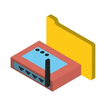 Router wifi device with folder data 스톡 일러스트