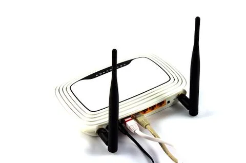 Router with wires Foto stock