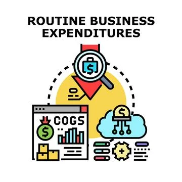 Routine business expenditures optimizing financial costs analysis Stock Illustration