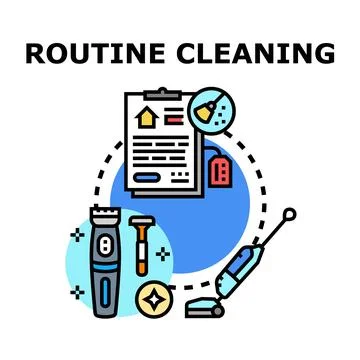 Routine cleaning checklist with personal hygiene and home objects Stock-Illustration