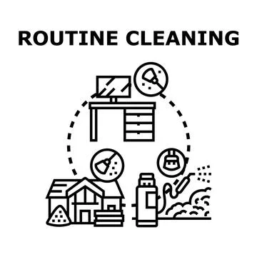 Routine cleaning representing house office hygiene maintenance Stock Illustration
