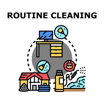 Routine cleaning representing house office hygiene maintenance Stock Illustration