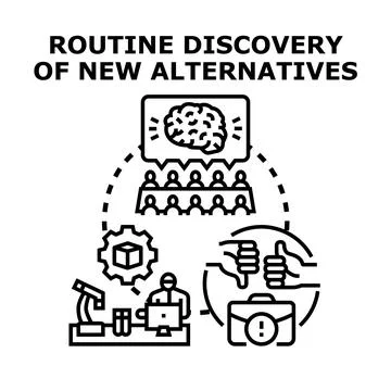 Routine discovery of new alternatives process concept 스톡 일러스트