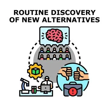 Routine discovery of new alternatives process concept 스톡 일러스트
