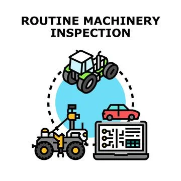 Routine machinery inspection maintenance concept vector Stock Illustration