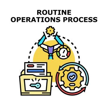 Routine operations process automating business technology イラスト素材