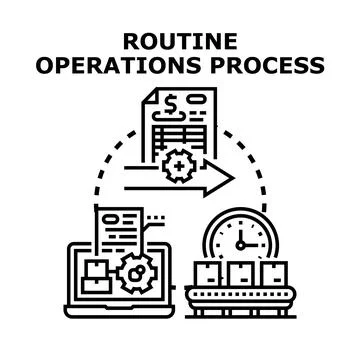 Routine operations process management logistics concept Stock Illustration