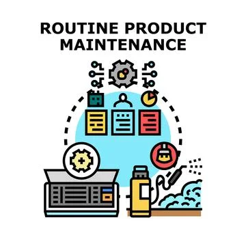 Routine product maintenance strategy managing equipment service Stock-Illustration