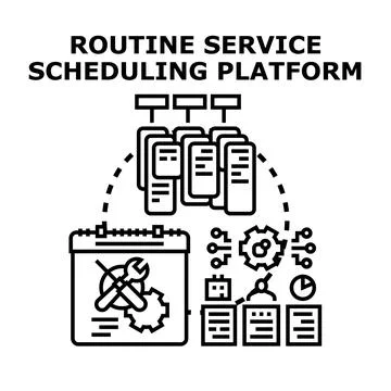 Routine service scheduling platform management system concept Stock-Illustration