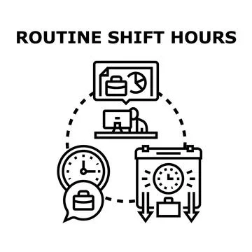 Routine shift hours planning work schedule concept Stock Illustration