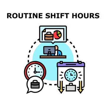 Routine shift hours planning work schedule concept Stock Illustration
