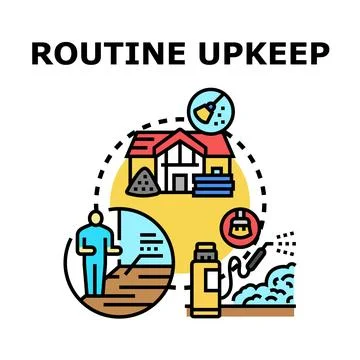 Routine upkeep activities for home maintenance concept Stock-Illustration