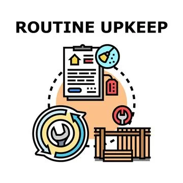 Routine upkeep work management and property maintenance concept Stock Illustration