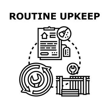 Routine upkeep work management and property maintenance concept Stock Illustration