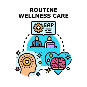 Routine wellness care support program for employee health Stock Illustration