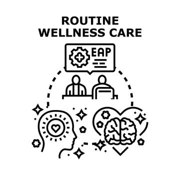 Routine wellness care support program for employee health 库存插图