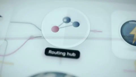 Routing hub network symbol on dark tile Stock Illustration