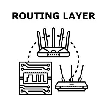 Routing layer concept in network architecture illustration Stock Illustration