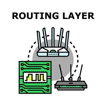 Routing layer concept in network architecture illustration Ilustración de archivo