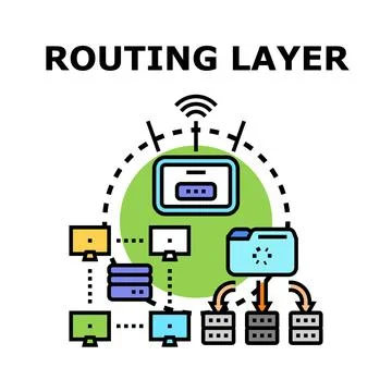 Routing layer concept for network data flow Stock Illustration