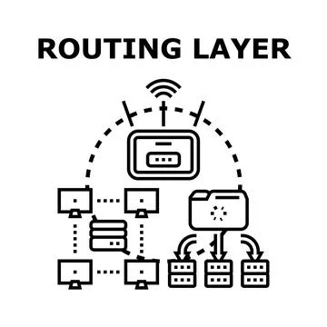 Routing layer concept for network data flow Stock Illustration
