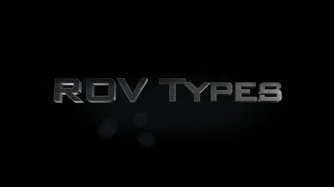ROV Types title 3D metal text on black alpha channel background Stock Footage 301265701