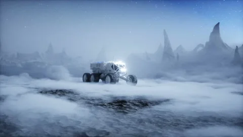 Rover on alien planet. Mars surface. Realistic 3d animation. 動画素材 160978288