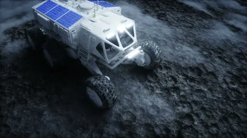 Rover on alien planet. Mars surface. Realistic 3d animation. Video stock 160978424