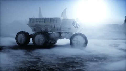 Rover on alien planet. Mars surface. Realistic 3d animation. Stock-Footage 160978580