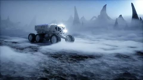 Rover on alien planet. Mars surface. Realistic 3d animation. Stock-Footage 160978656