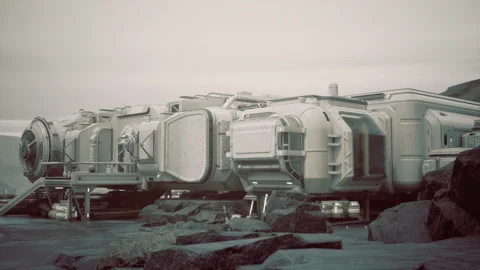 Rover explores terrain. Robotic vehicle conducts scientific analysis Stock Footage 343610620