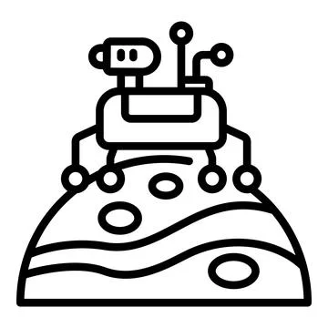 Rover exploring a planet surface, space exploration icon Stock Illustration