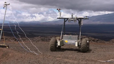 Rover in mars simulated landscape Stock Footage 93533482