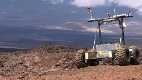 Rover in mars simulated landscape Stock Footage 93533490