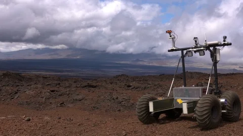 Rover in mars simulated landscape Stock Footage 93533509