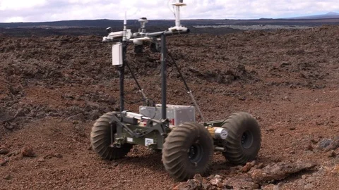Rover in mars simulated landscape Stock Footage 93533521