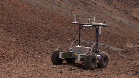 Rover in mars simulated landscape Stock Footage 93533526