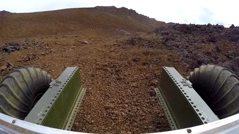 Rover moving on ground of planet mars Stock Footage 93531963