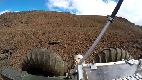 Rover moving on ground of planet mars Stock Footage 93532763